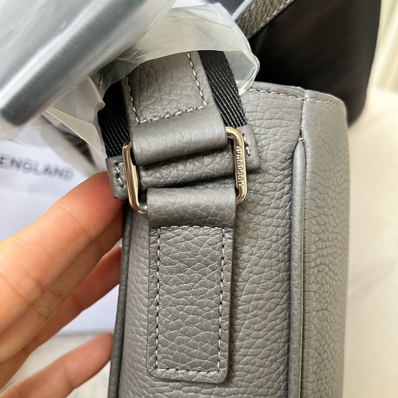 Burberry Grey Embossed Logo Messenger Bag - Picture 13 of 14